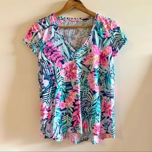 Lilly Pulitzer Slathouse Soirée Etta 100% cotton short sleeve shirt size XS